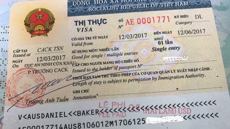 sample vietnam tourist visa